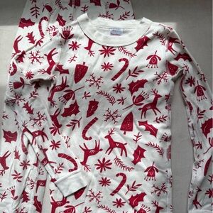 Hanna Andersson Red and Cream Kids Pajama Set 6-7 unisex